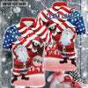 Maxcorners Santa Holding Billiard 8 Ball USA Flag Personalized Name 3D Shirt