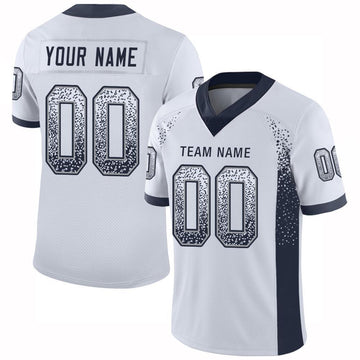 Maxcorners Custom White Navy-Gray Drift Fashion Football Jersey LM2605