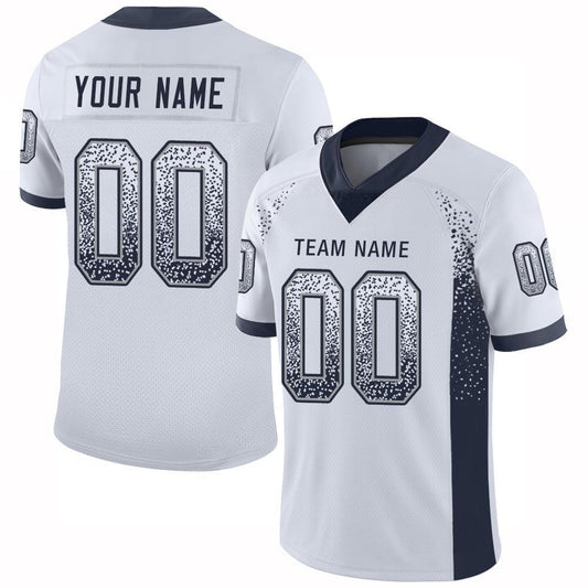 Maxcorners Custom White Navy-Gray Drift Fashion Football Jersey LM2605