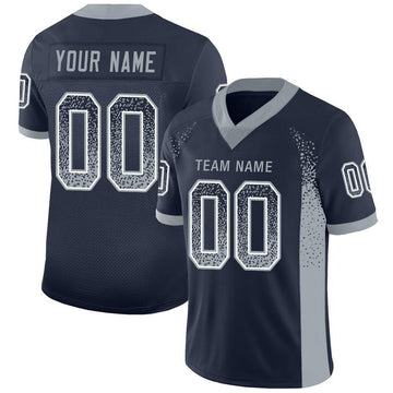 Maxcorners Custom Navy Light Gray-White Drift Fashion Football Jersey LM2605