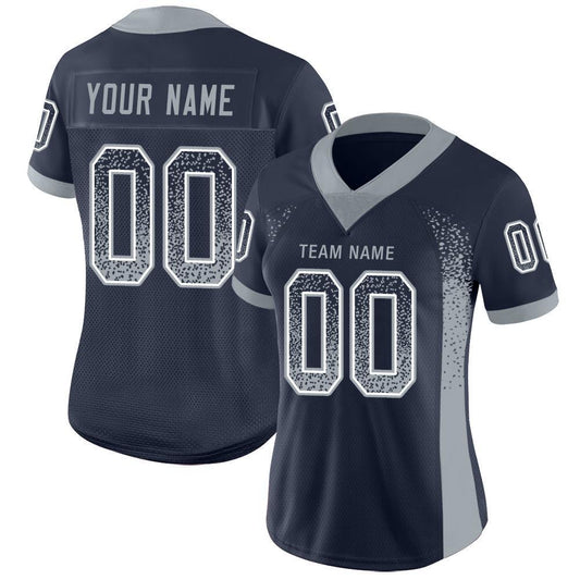 Maxcorners Custom Navy Light Gray-White Drift Fashion Football Jersey LM2605