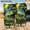 Maxcorners Fishing Tumbler Acid Green Graffiti Swirl Design Personalized Name Tumbler (13 Species)