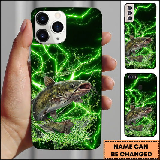 Maxcorners Fishing Electric Green Water Splash Personalized Name Phone Case (12 Fish Species)