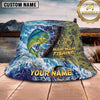 Maxcorners Fishing Ocean Splash Personalized Name 3D Bucket Hat (12 Fish Species)