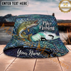 Maxcorners Fishing Blue Scale Angler Personalized Name 3D Bucket Hat (12 Fish Species)