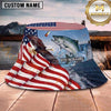 Maxcorners Fishing Epic Sunset Skeleton Angler with Dramatic Scene Personalized Name 3D Bucket Hat (13 Fish Species)