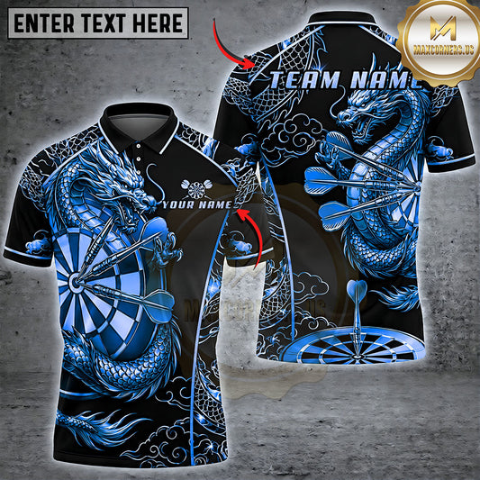 Maxcorners Darts Golden Imperial Dragon Ornate Dartboard Multiple Options Personalized Name, Team Name 3D Shirt