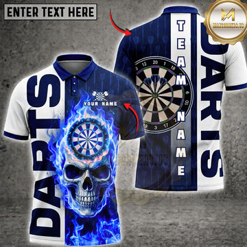 Maxcorners Darts Flaming Skull Vertical Typography Multiple Options Personalized Name, Team Name 3D Shirt