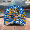 Maxcorners Fishing Ocean Boat Wave Personalized Name 3D Cap (12 Fish Species)