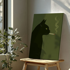 Maxcorners Black Cat Smoking Canvas Funny Retro Cat Wall Art3 LM2611