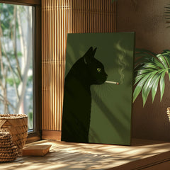 Maxcorners Black Cat Smoking Canvas Funny Retro Cat Wall Art3 LM2611