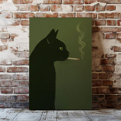 Maxcorners Black Cat Smoking Canvas Funny Retro Cat Wall Art3 LM2611