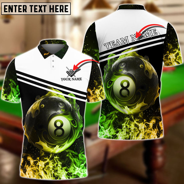 Maxcorners Billiards New Fire Personalized Name 3D Shirt