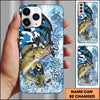 Maxcorners Blue White Camo Graphic Personalized Name Phone Case (13 Fish Species)
