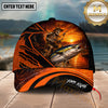 Maxcorners Skeleton Fishing Sunset Multicolor Options Personalized Name 3D Cap(12 Fish Species)