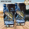 Maxcorners Fishing Tumbler Midnight Blue Cosmic Swirl Design Personalized Name Tumbler (13 Species)