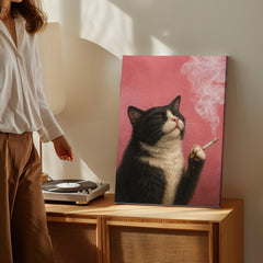 Maxcorners Smoking Cat Canvas Funny Retro Cat Wall Art LM2611
