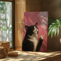 Maxcorners Smoking Cat Canvas Funny Retro Cat Wall Art LM2611