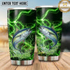 Maxcorners Fishing Tumbler Black Neon Green Thunder Design Personalized Name Tumbler (13 Species)