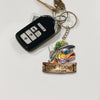 Maxcorners Fishing Keychain Cute Bass Fish With Goggles Hat Gone Fishing Wooden Board Personalized Name 2D Keychain