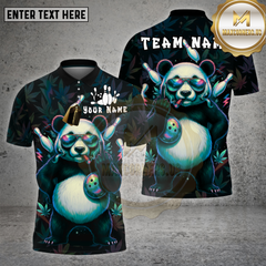 Maxcorners Bowling Shirt Panda 420 Leaf Bowling Neon Glow Multioptions Personalized Name, Team Name Unisex 3D Shirt