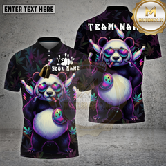 Maxcorners Bowling Shirt Panda 420 Leaf Bowling Neon Glow Multioptions Personalized Name, Team Name Unisex 3D Shirt