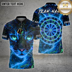 Maxcorners Darts Shirt Neon Cat Dartboard Glow Eyes Multioptions Personalized Name, Team Name Unisex 3D Shirt