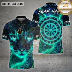 Maxcorners Darts Shirt Neon Cat Dartboard Glow Eyes Multioptions Personalized Name, Team Name Unisex 3D Shirt