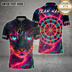 Maxcorners Darts Shirt Neon Cat Dartboard Glow Eyes Multioptions Personalized Name, Team Name Unisex 3D Shirt