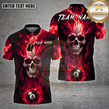 Maxcorners Billiards Shirt Skull 8 Ball Fire Multioptions Personalized Name, Team Name Unisex 3D Shirt