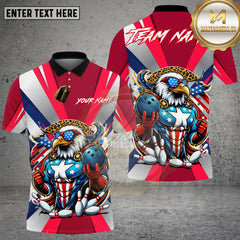 Maxcorners Bowling Shirt American Eagle Hero Patriotic Style Multioptions Personalized Name, Team Name Unisex 3D Shirt