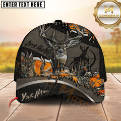 Maxcorners Deer Hunting Dark Leather Camouflage Heartbeat Line Personalized Name 3D Cap (6 Colors)
