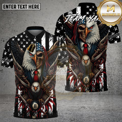 Maxcorners Billiards Shirt American Eagle Skull Dual Face 8 Ball Multioptions Personalized Name, Team Name Unisex 3D Shirt