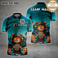 Maxcorners Darts Shirt Halloween Bear Pumpkin Dartboard Multioptions Personalized Name, Team Name Unisex 3D Shirt (4 Colors)