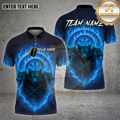 Maxcorners Darts Shirt Three Wolves Fire Dartboard Multioptions Personalized Name, Team Name Unisex 3D Shirt (4 Colors)