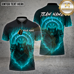 Maxcorners Darts Shirt Three Wolves Fire Dartboard Multioptions Personalized Name, Team Name Unisex 3D Shirt (4 Colors)