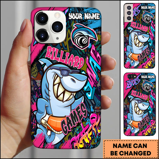 Maxcorners Billiard Phone Case Graffiti Shark Street Art Style Personalized Name Phone Case