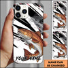 Maxcorners Fishing Black White Abstract Brush Strokes Personalized Name Phone Case (10 Fish Species)
