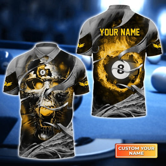 Maxcorners Grim Reaper Play 8-Ball Billiard Personalized Name Unisex Shirt
