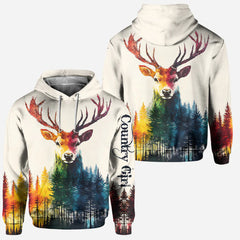 Maxcorners Country Girl Rainbow Deer, Personalized Hunting All Over Shirt, Personalized 3D Hoodie For Hunting Lover TU2711