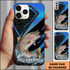 Maxcorners Fishing Electric Blue Arrow Pattern Splash Personalized Name Phone Case (10 Fish Species)