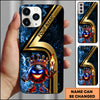 Maxcorners Bowling Phone Case King Bowling Ball Crown Fire Blue Smoke Design Personalized Name Phone Case | Blue