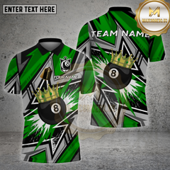 Maxcorners Billiards Shirt 8 Ball Crown Splash Multioptions Personalized Name, Team Name Unisex 3D Shirt (4 Colors