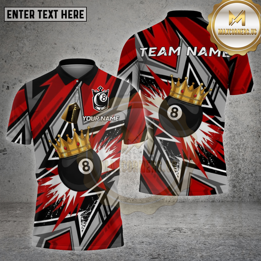 Maxcorners Billiards Shirt 8 Ball Crown Splash Multioptions Personalized Name, Team Name Unisex 3D Shirt (4 Colors