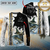 Maxcorners Chinook Fishing Split Grunge Splash Design Personalized Name, Team Name Long Sleeve Shirt (12 Fish Species)