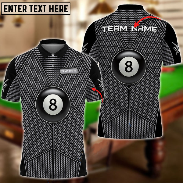 Maxcorners Billiards Black Triagle Pattern Personalized Name, Team Name Unisex Shirt