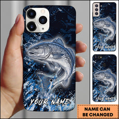 Maxcorners Redfish Fishing Blue Grunge Splash Effect Personalized Name Phone Case