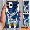 Maxcorners Blue Camo Lightning Water Splash Personalized Name Phone Case (13 Fish Species)