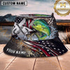 Maxcorners Fishing American Flag Lightning Metal Scale Personalized 3D Bucket Hat (13 Fish Species)