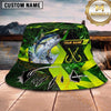 Maxcorners Fishing Neon Green Sport Personalized Name 3D Bucket Hat (12 Fish Species)
